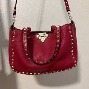 Valentino Garavani Red Studded Shoulder Bag
